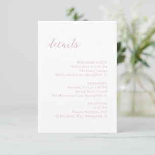 Tarjeta De Recepción Boda elegante rosada de guión negrita