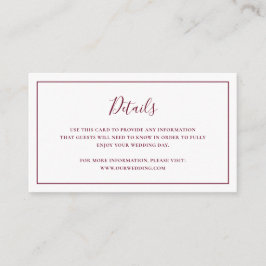 Tarjeta De Recepción Boda elegante tradicional de Borgoña