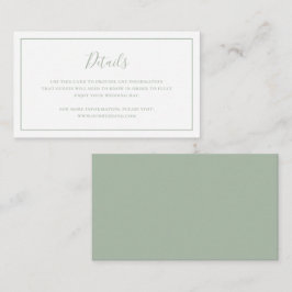 Tarjeta De Recepción Boda elegante tradicional verde sabio