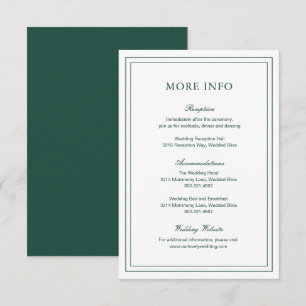 Tarjeta De Recepción Boda elegante verde esmeralda clásica