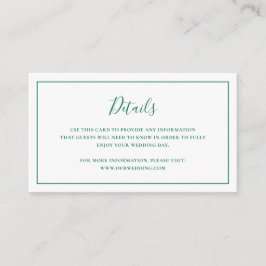 Tarjeta De Recepción Boda elegante verde esmeralda tradicional