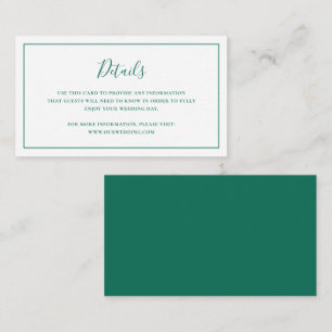 Tarjeta De Recepción Boda elegante verde esmeralda tradicional