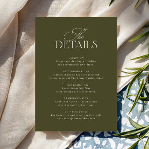 Tarjeta De Recepción Boda elegante verde oliva de dinero antiguo