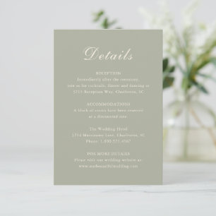 Tarjeta De Recepción Boda elegante verde silenciada clásica