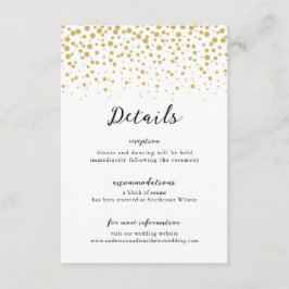 Tarjeta De Recepción Boda elegante y simple de confeti dorado