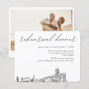 Tarjeta De Recepción Boda en Akron Cena de Ensayo Elegante
