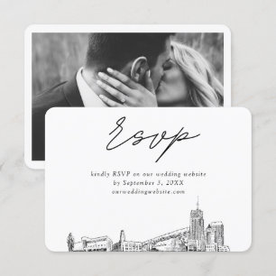Tarjeta De Recepción Boda en Akron Minimalista Boceto RSVP