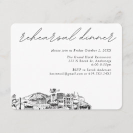 Tarjeta De Recepción Boda en Anchorage Cena de Ensayo Elegante