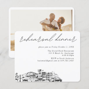 Tarjeta De Recepción Boda en Anchorage Cena de Ensayo Elegante