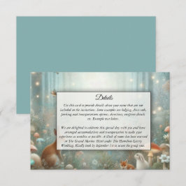 Tarjeta De Recepción Boda en el Bosque Encantado de Turquesa y Melocotó