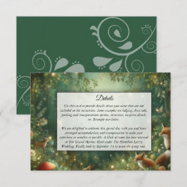 Tarjeta De Recepción Boda en el Encantado Bosque Verde Esmeralda