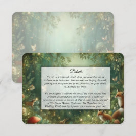 Tarjeta De Recepción Boda en el Encantado Bosque Verde Esmeralda