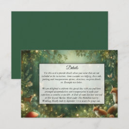 Tarjeta De Recepción Boda en el Encantado Bosque Verde Esmeralda