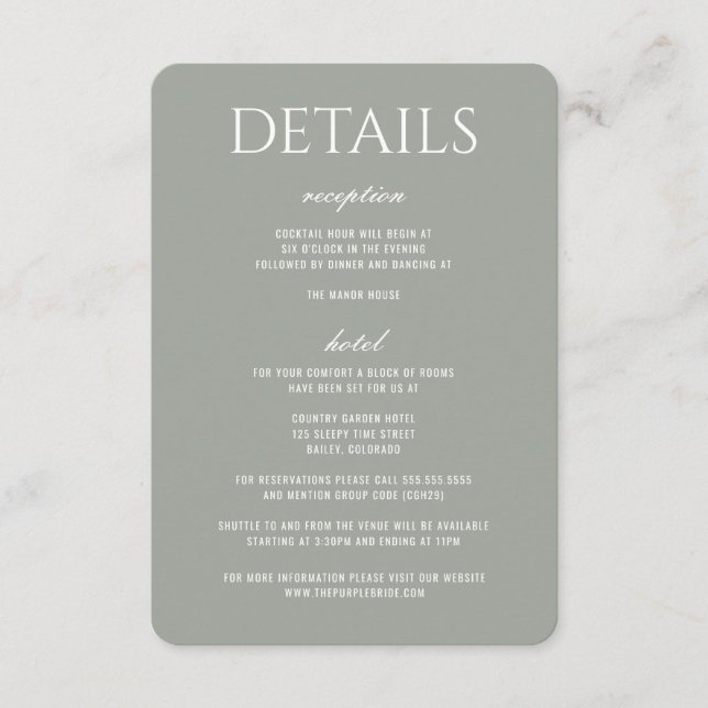 Tarjeta De Recepción Boda en el prado del bosque (Anverso)