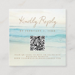 Tarjeta De Recepción Boda en la playa al atardecer Código de respuesta
