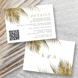 Tarjeta De Recepción Boda en la playa con elegante palma tropical