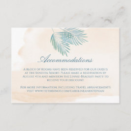 Tarjeta De Recepción Boda en la playa de arena y palmeras
