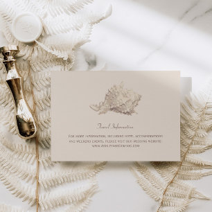 Tarjeta De Recepción Boda en la playa de concha beige neutra