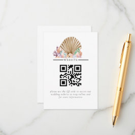 Tarjeta De Recepción Boda en la playa de Coral y Conchas