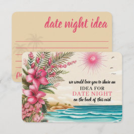 Tarjeta De Recepción Boda en la playa rosa ducha