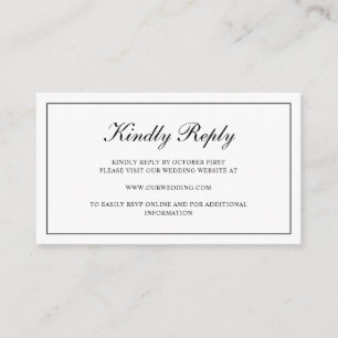 Tarjeta De Recepción Boda en línea formal RSVP en blanco y negro
