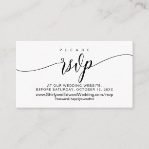 Tarjeta De Recepción Boda en línea RSVP, caligrafía negra moderna
