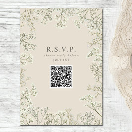 Tarjeta De Recepción Boda en Monograma de Respiración del Bebé RSVP QR