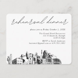 Tarjeta De Recepción Boda en Raleigh Cena de Ensayo Elegante