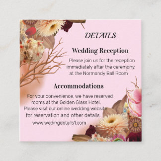 Tarjeta De Recepción Boda Encantada de Cuento de Hadas Boho Flor Silves