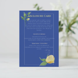 Tarjeta De Recepción Boda Encantada de Flor de Limón Azul