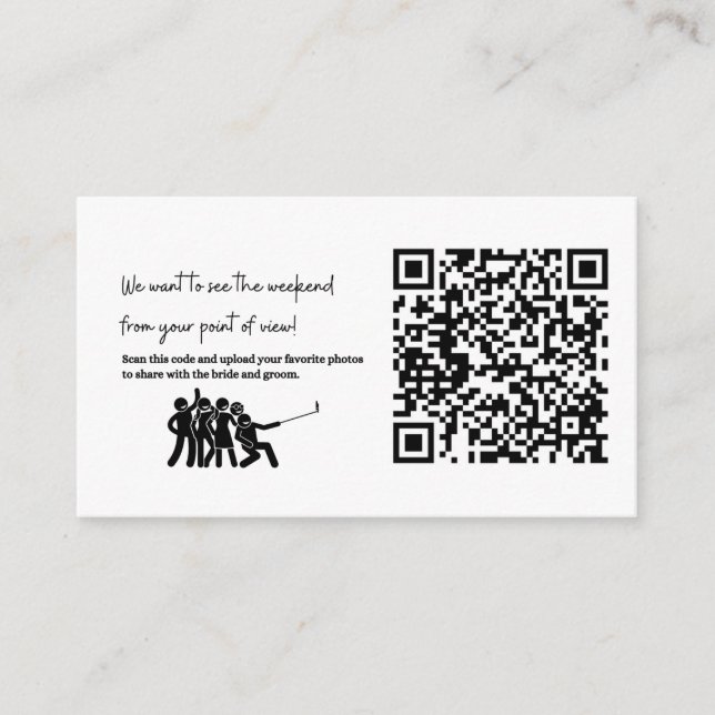 Tarjeta De Recepción Boda envíenos sus fotos AÑADIR SU CÓDIGO QR (Anverso)