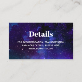 Tarjeta De Recepción Boda espacial. Estrellas nocturnas. Detalles moder