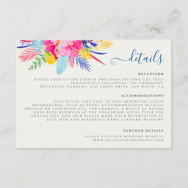 Tarjeta De Recepción Boda Evergreen de la selva de lluvia salvaje rosa  (Anverso)