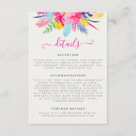 Tarjeta De Recepción Boda Evergreen de la selva de lluvia salvaje rosa