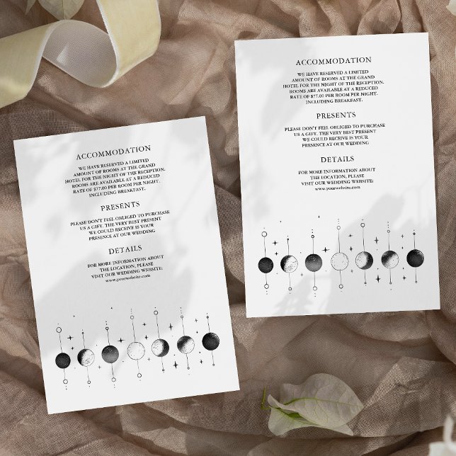Tarjeta De Recepción Boda Fases de Luna Creciente Negro Blanco Celestia (Subido por el creador)