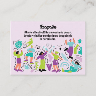 Tarjeta De Recepción Boda Festivalera Baile Lila y Turquesa