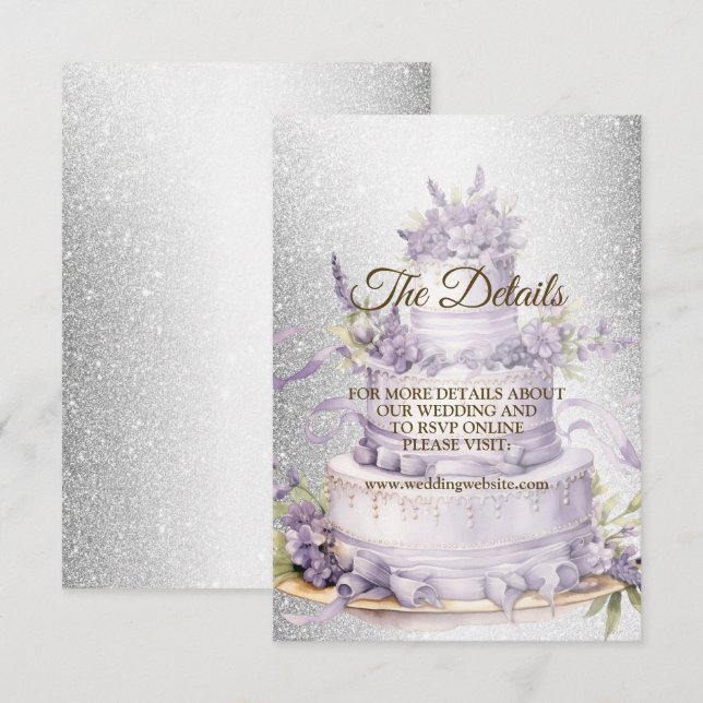 Tarjeta De Recepción Boda fiesta Cake Lavender Floral Elegante (Anverso / Reverso)