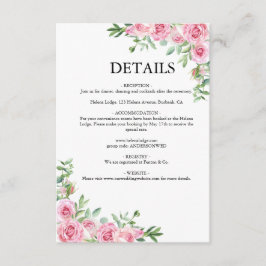 Tarjeta De Recepción Boda Flor de Rosa Rubor