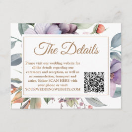 Tarjeta De Recepción Boda floral acuarela detalle código QR