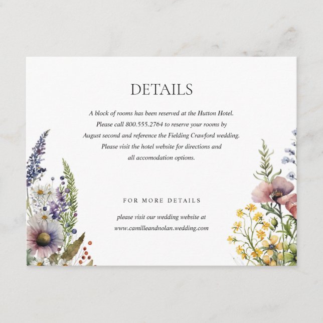 Tarjeta De Recepción Boda floral acuática (Anverso)