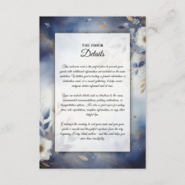 Tarjeta De Recepción Boda floral azul marino y dorado