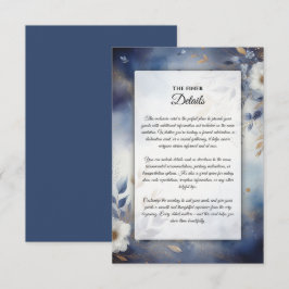 Tarjeta De Recepción Boda floral azul marino y dorado
