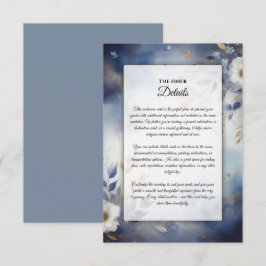 Tarjeta De Recepción Boda floral azul marino y dorado