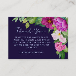 Tarjeta De Recepción Boda floral azul morado oscuro Gracias Insertar