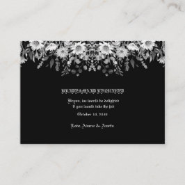 Tarjeta De Recepción Boda floral blanca negra dama de honor