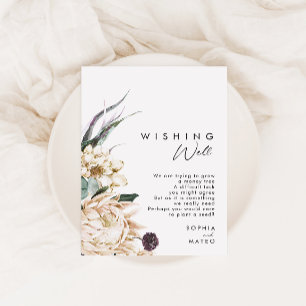 Tarjeta De Recepción Boda floral blanco deseando lo mejor