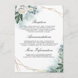 Tarjeta De Recepción Boda Floral Blanco Información sobre el invitado