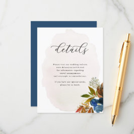 Tarjeta De Recepción Boda floral boho acuarela de Navy & Rust