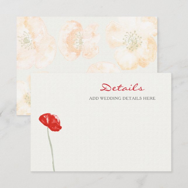 Tarjeta De Recepción boda floral bonito Red Poppies (Anverso / Reverso)