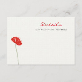 Tarjeta De Recepción boda floral bonito Red Poppies